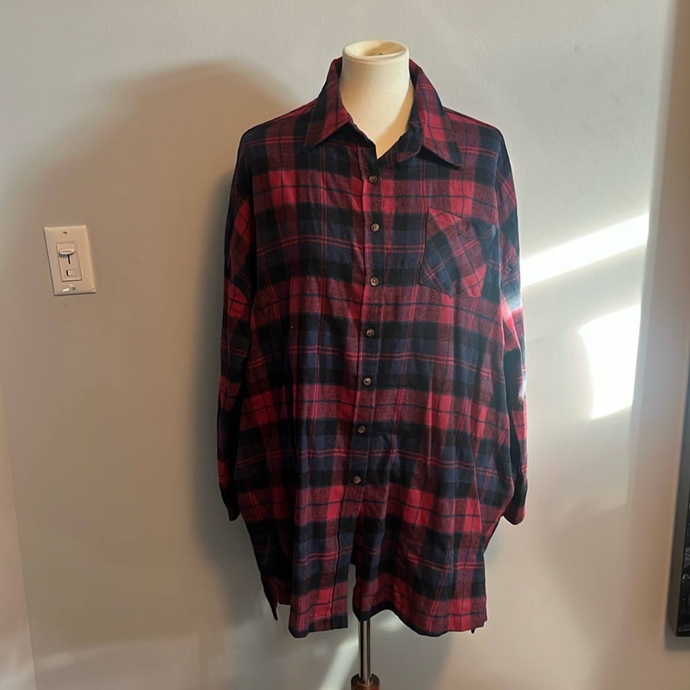 NAKED WARDROBE — Oversized Plaid Cotton Shirt — NWT*